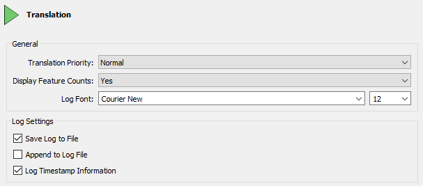 Translation log settings